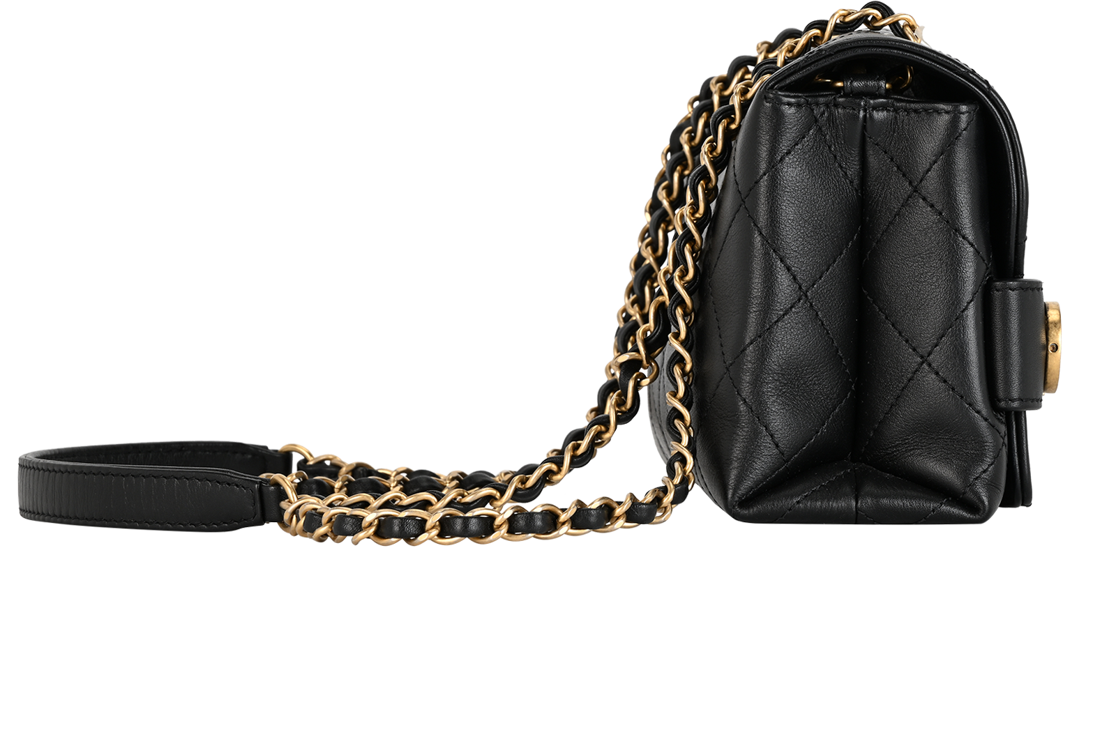 Enchained Logo Flap, &pound;4,100, Handbags, Black, Leather, Side view